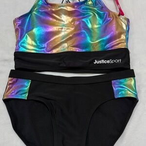 Justice Rainbow and Black Kids Swim Bikini size 14/16 girls